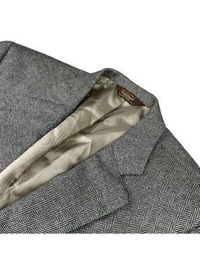 Paul Stuart Men's Stuart 100% Cashmere 2-Button Blazer Gray Herringbone • 43L